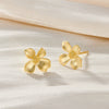 925 Sterling Silver Geometric Light Luxury Style Frosted Flower Petal Electroplated Earrings For Women