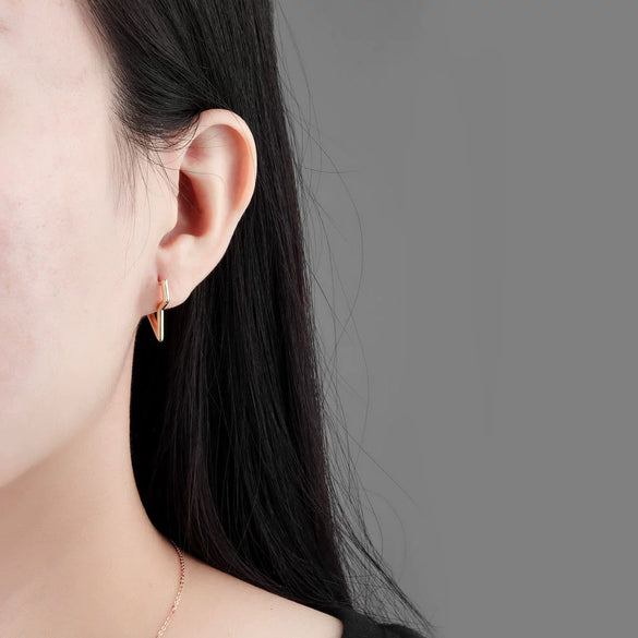 925 Sterling Silver Geometric Lightning Irregular Hoop Earrings Electroplated Minimalist Statement Ear Buckles