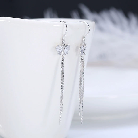 925 Sterling Silver Geometric Long Pendant Earrings With Heart Shape Flower Cartoon Characters Wave Star Shape Animal Zodiac Letters Numbers Text Patterns