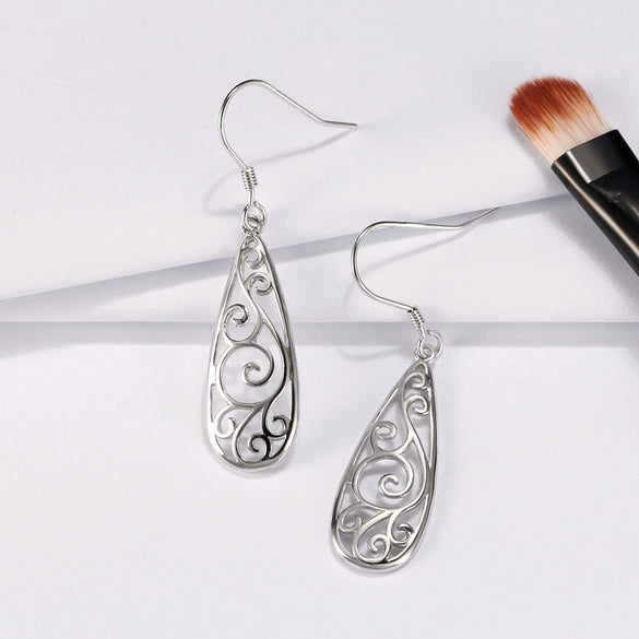 925 Sterling Silver Geometric Long Pendant Earrings With Heart Shape Flower Cartoon Characters Wave Star Shape Animal Zodiac Letters Numbers Text Patterns