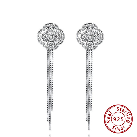 925 Sterling Silver Geometric Long Pendant Earrings With Heart Shape Flower Cartoon Characters Wave Star Shape Animal Zodiac Letters Numbers Text Patterns