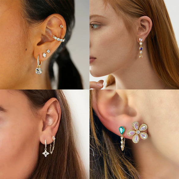 925 Sterling Silver Geometric Long Pendant Earrings With Heart Shape Flower Cartoon Characters Wave Star Shape Animal Zodiac Letters Numbers Text Patterns