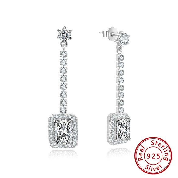 925 Sterling Silver Geometric Long Pendant Earrings With Heart Shape Flower Cartoon Characters Wave Star Shape Animal Zodiac Letters Numbers Text Patterns