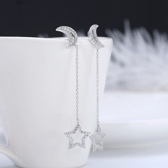 925 Sterling Silver Geometric Long Pendant Earrings With Heart Shape Flower Cartoon Characters Wave Star Shape Animal Zodiac Letters Numbers Text Patterns