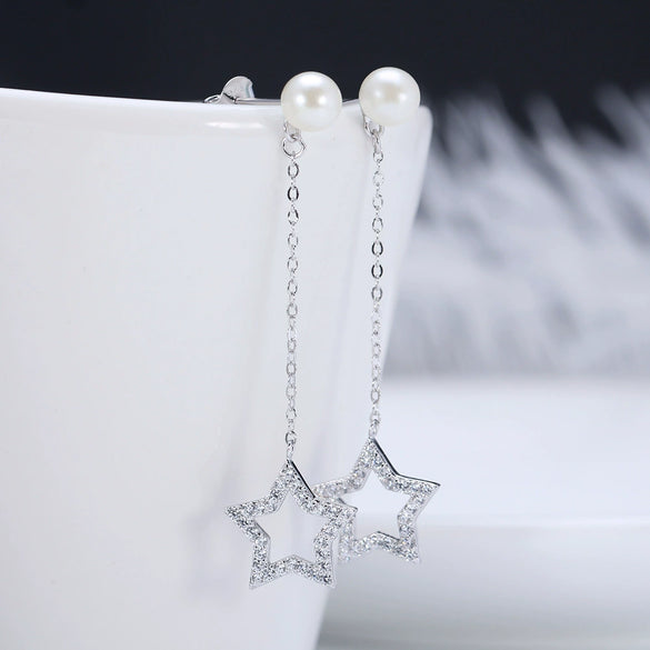 925 Sterling Silver Geometric Long Pendant Earrings With Heart Shape Flower Cartoon Characters Wave Star Shape Animal Zodiac Letters Numbers Text Patterns