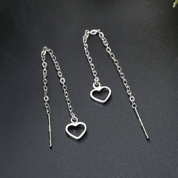 925 Sterling Silver Geometric Long Pendant Earrings With Heart Shape Flower Cartoon Characters Wave Star Shape Animal Zodiac Letters Numbers Text Patterns
