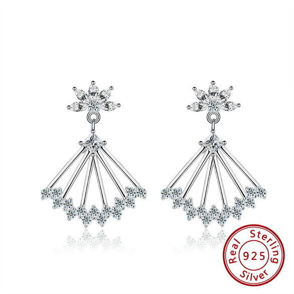 925 Sterling Silver Geometric Long Pendant Earrings With Heart Shape Flower Cartoon Characters Wave Star Shape Animal Zodiac Letters Numbers Text Patterns