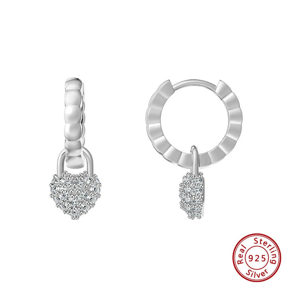 925 Sterling Silver Geometric Long Pendant Earrings With Heart Shape Flower Cartoon Characters Wave Star Shape Animal Zodiac Letters Numbers Text Patterns