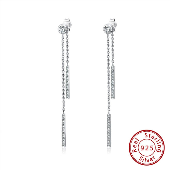 925 Sterling Silver Geometric Long Pendant Earrings With Heart Shape Flower Cartoon Characters Wave Star Shape Animal Zodiac Letters Numbers Text Patterns