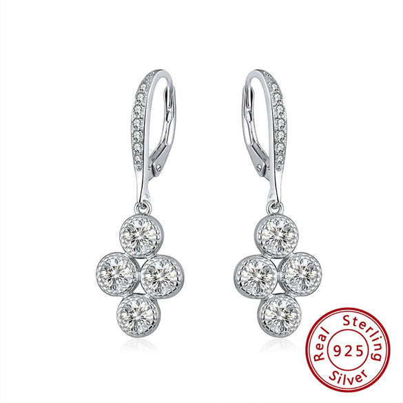 925 Sterling Silver Geometric Long Pendant Earrings With Heart Shape Flower Cartoon Characters Wave Star Shape Animal Zodiac Letters Numbers Text Patterns