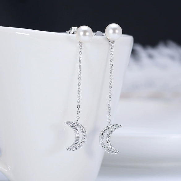 925 Sterling Silver Geometric Long Pendant Earrings With Heart Shape Flower Cartoon Characters Wave Star Shape Animal Zodiac Letters Numbers Text Patterns