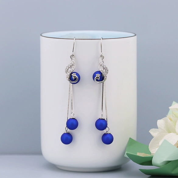 925 Sterling Silver Geometric Long Tassel Threader Earrings Elegant Light Luxury Phoenix Drop Ear Line