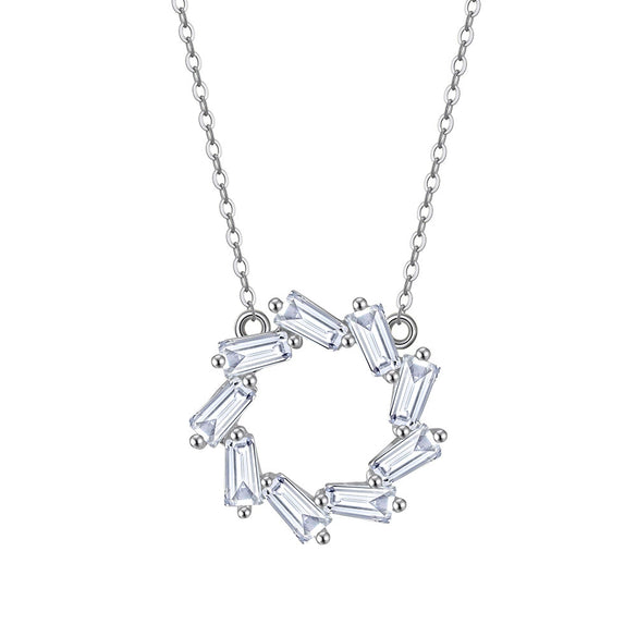 Sterling Silver Geometric Microinlaid Zircon Pendant Necklace Electroplated Women's Minimalist Design