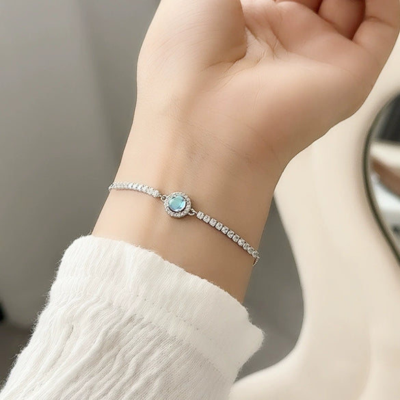 Sterling Silver Geometric Micropaved Zircon Electroplated Women's Bracelet