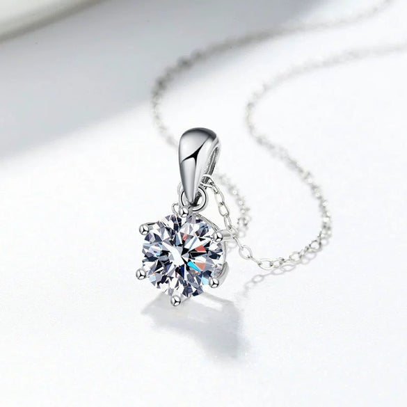 925 Sterling Silver Geometric Moissanite Pendant Necklace For Women With Six Prong Setting Electroplated Cross Chain Minimalist Style