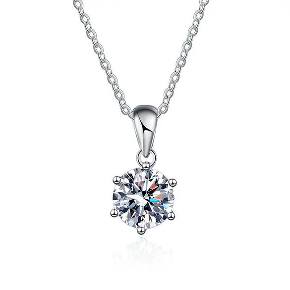 925 Sterling Silver Geometric Moissanite Pendant Necklace For Women With Six Prong Setting Electroplated Cross Chain Minimalist Style