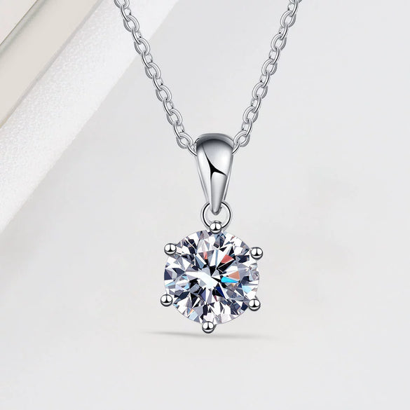 925 Sterling Silver Geometric Moissanite Pendant Necklace For Women With Six Prong Setting Electroplated Cross Chain Minimalist Style