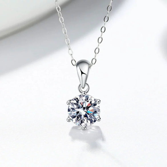 925 Sterling Silver Geometric Moissanite Pendant Necklace For Women With Six Prong Setting Electroplated Cross Chain Minimalist Style