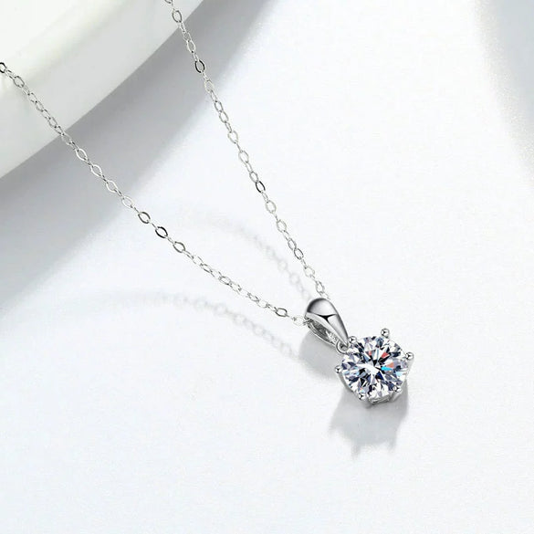 925 Sterling Silver Geometric Moissanite Pendant Necklace For Women With Six Prong Setting Electroplated Cross Chain Minimalist Style