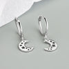 925 Sterling Silver Geometric Moon And Hollow Star Earrings For Women With Electroplated Light Luxury Metal Style