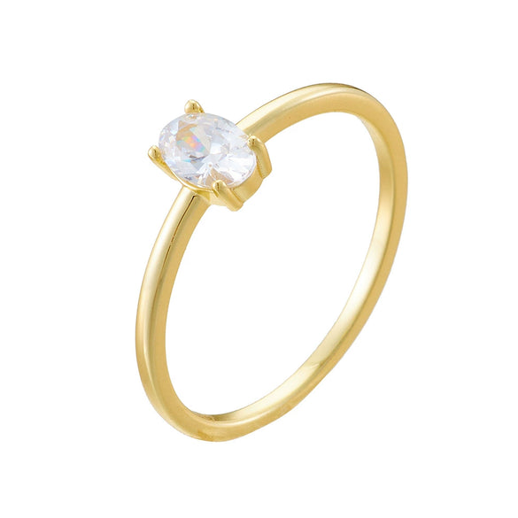 Sterling Silver Geometric Oval Diamond Ring