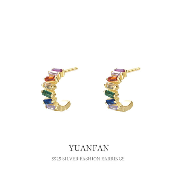 925 Sterling Silver Geometric Pattern Electroplated Earrings