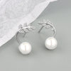 925 Sterling Silver Geometric Pearl Bead Earrings With Electroplated Sprout Design For Women