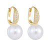 Sterling Silver Geometric Pearl Inlaid Women's Earrings