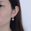 Sterling Silver Geometric Pearl Inlaid Women's Earrings