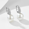 Sterling Silver Geometric Pearl Inlaid Women's Earrings