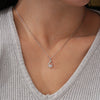 Sterling Silver Geometric Pendant Moissanite Necklace With Gold Plated Cross Chain And Diamond Setting