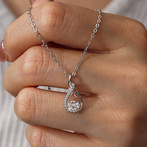 Sterling Silver Geometric Pendant Moissanite Necklace With Gold Plated Cross Chain And Diamond Setting