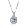 Sterling Silver Geometric Pendant Necklace With Moissanite For Women
