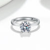 925 Sterling Silver Geometric Petal Four Claw Moissanite Ring For Women Electroplated Open Adjustable Band