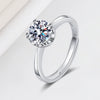 925 Sterling Silver Geometric Petal Four Claw Moissanite Ring For Women Electroplated Open Adjustable Band