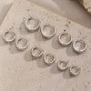 925 Sterling Silver Geometric Plain Hoop Earrings With Electroplating Design