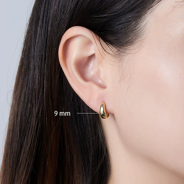 925 Sterling Silver Geometric Plain Hoop Earrings With Electroplating Design