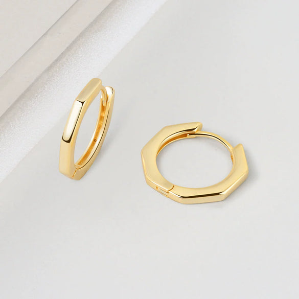 925 Sterling Silver Geometric Polygon Ear Clips For Women Minimal Elegant Electroplated Ear Buckle