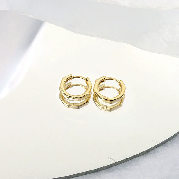 925 Sterling Silver Geometric Polygon Ear Clips For Women Minimal Elegant Electroplated Ear Buckle