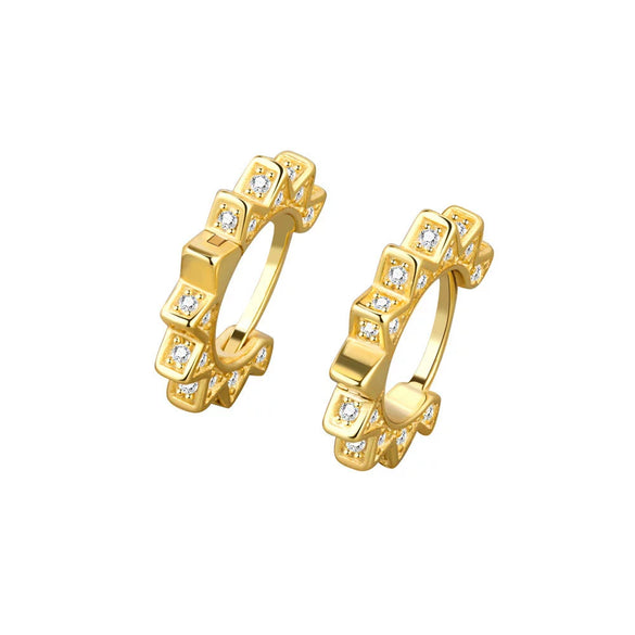 Sterling Silver Geometric Punk Metal Earring For Women