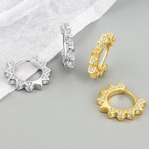 Sterling Silver Geometric Punk Metal Earring For Women