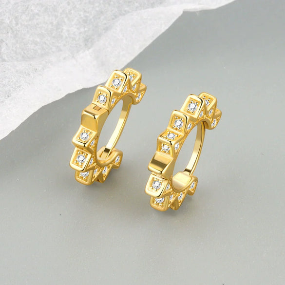 Sterling Silver Geometric Punk Metal Earring For Women