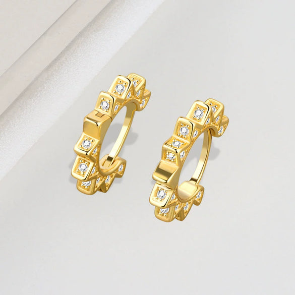 Sterling Silver Geometric Punk Metal Earring For Women