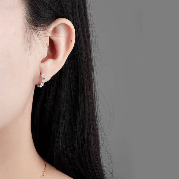 Sterling Silver Geometric Punk Metal Earring For Women