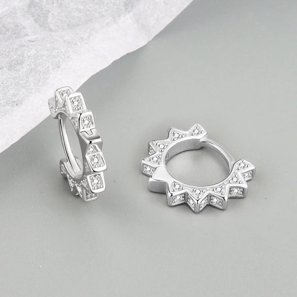 Sterling Silver Geometric Punk Metal Earring For Women
