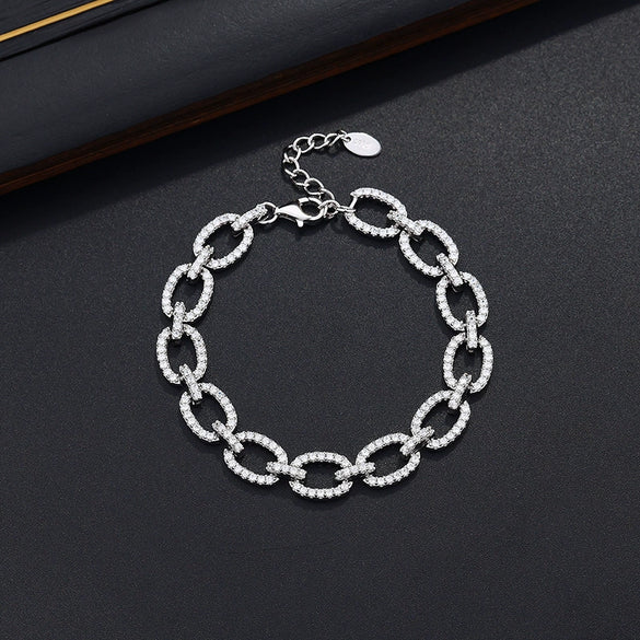 Sterling Silver Geometric Rainbow Diamond Bracelet With Retro Gold Tone Design For Women Elegant Wholesale Jewelry Gift