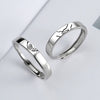 Sterling Silver Geometric Retro Adjustable Open Couple Rings Simple Plain Band Pair For Men And Women