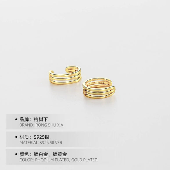 Sterling Silver Geometric Rhomboid Clipon Earrings With Electroplated Finish Minimalist Allmatch Design For Women