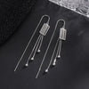 925 Sterling Silver Geometric Round Bead Abacus Long Tassel Threader Earrings Elegant Light Luxury Style
