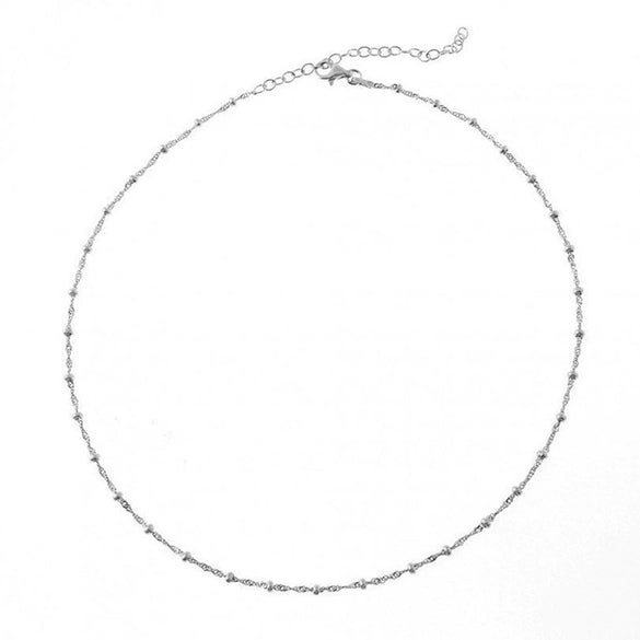 925 Sterling Silver Geometric Round Bead Necklace With Snake Bone Chain Electroplated Minimal Elegant Clavicle Chain For Women And Couples